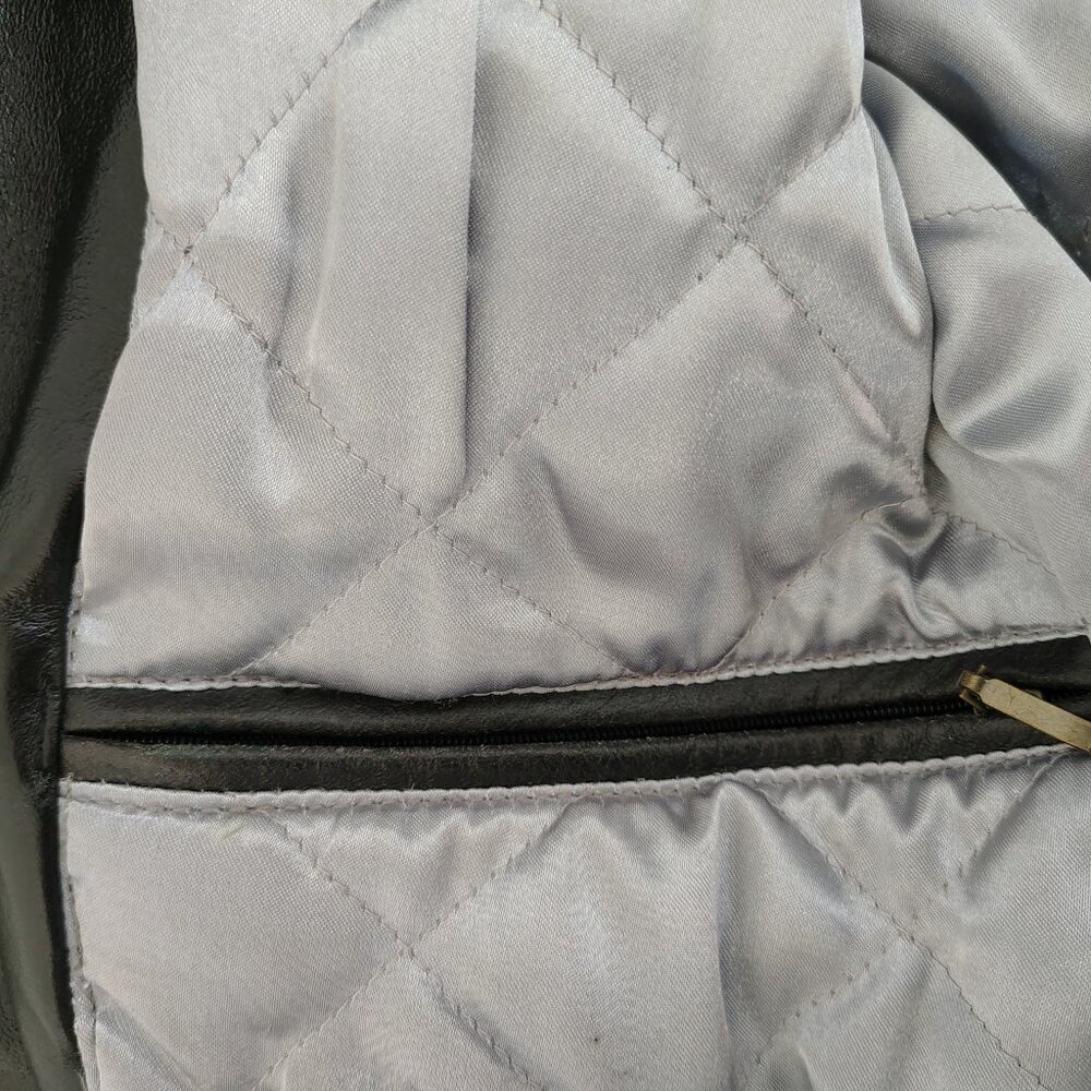 Steve Madden Genuine Leather Bomber Jacket Black - Picture 7 of 9